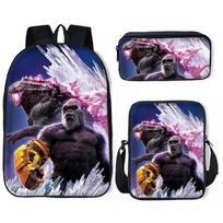 Godzilla vs. King Kong 2Godzilla x Kongnaujas mokinio kuprinės krepšys dėklas trijų dalių rinkinys Backpack