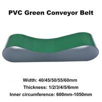 Žalias PVC konvejerio juostos perimetras 600mm-1050mm plotis 40/45/50/55/60mm 750mm