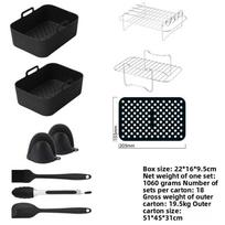 Ninja Af400uk Air Fryer Accessories Silicone Inner Pot Rack Steamer Tray Kitchen Tool Set For Home Cooking 10 Piece Set black