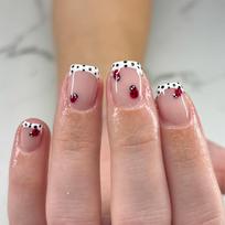 24 Pieces Ladybug Black Polka Dot Nail Art Wearing Nail Art French White Nail Art False Nail Film gray