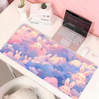 Lovely Rabbit Large Gaming Keyboard Mouse Pad Anime Green Plant Computer Gamer Tablet Mause Pad Long Mousepad 900x400 Cute Mats 800x400x2mm