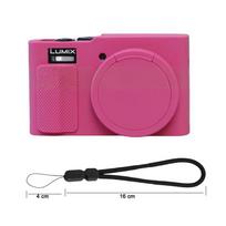 Silicone Case for Panasonic Lumix TZ99 ZS99 Camera Soft Rubber Shockproof Protective Cover with Lens Cap & Hand Strap raudona