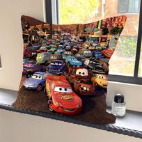1PC Cartoon L-lightning Anime M-mcQueen Pillow Case Square  Bedroom Sofa Leisure Comfort Cushion Car Home Decoration 12x12Inch black