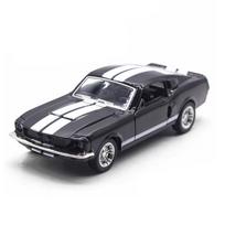 1:32 Lydinio Diecast Klasikinis Ford Mustang GT 1967 GT500 Vintažinis Modelis Klasikinis Traukiamas Žaislinis Automobilis Miniatiūrinis Transporto Priemonės Replika Vaikiška Dovana juoda