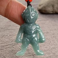A-Grade Jade Ice-Type Blue Water Buddha Head Thousand-Hand Fu Lu Jade Pendant gray