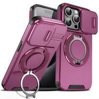 Luxury for Magsafe Holder Armor Phone Case for IPhone 17 Air 16 13 12 11 Pro Max 15 14  Plus 16e Slide Camera Protection Cover iPhone 11 Pro Max black