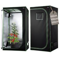 VEVOR Indoor Grow Tent, 100 x 100 x 200 cm, 600D High Reflective Mylar, Indoor Plant Tent with Observation Window, Floor Tray & Zipper 100 x 100 x 200 cm