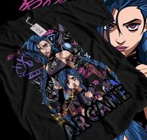 Jinx Arcane T-Shirt, Gaming Shirt, Gaming Legend Apparel, Video Game Shirt, Moba Game Shirt, LOL Shirt, Gamer Shirt, Game Lover Shirt 140 blue