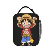 Lunch Box Iconic Luffy Epic Poster One Piece Outing Lunch Box For Child  Casual Lightweight Print Thermal Tote Handbags One Size black