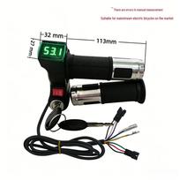 Green Screen Electric Bicycle Throttle: Three-Speed Twist Grip with Voltage Display black