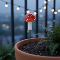 2 Pieces Luminescent Fungus Garden Stake Whimsical Red Fungus Stake Yard Decoration Weather-Resistant for Patio raudona