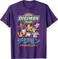 Digimon Character Grid With Kanji And Logo Digital Monsters Fashion Casual Funny Tshirt S6xl Summer L blue