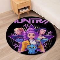 KPop Demon Hunters Printed Round Rug Carpet Chair Rug Area Rug Entryway Doormats,for Office Chair Living Room Bedroom Kitchen Room. 80cmx80cm purple