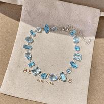 Multicolor Zircon Decor Shiny Crystal Bracelet Dopamine Jewelry Gifts Alloy Chain  for Women Girls 5 gray