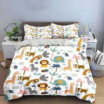 Safari gyvūnai Vaikų kambario rinkinys  Patalynės komplektas su 1 antklodės užvalkalu 2 pagalvių užvalkalais Viengulis Dvigulis King Queen Dovana 180*220cm/71x87in Full/Double 3pcs