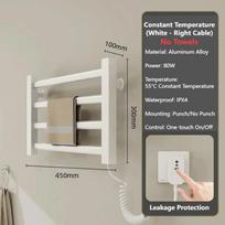 110V 220V Household Bathroom Smart Electric Heated Towel Rack Constant Temperature Bathroom Toilet Punch-free Installation Rack US balta