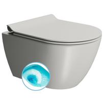 GSI PURA SWIRLFLUSH COMPACT pakabinamas klozetas cenere matt spalvos, su lėtaeigiu dangčiu