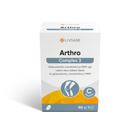 LIVSANE tabletės su vitaminu C, gliukozaminu, chondroitinu ir MSM ARTHRO COMPLEX 3, N90