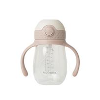 Mother-K HUG PP pagrindo gertuvė su šiaudeliu, 240 ml., Beige