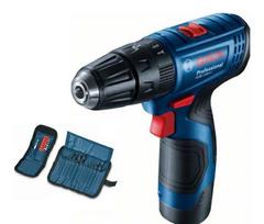 BOSCH smūginis suktuvas-gręžtuvas GSB 120-LI, 2x2,0Ah, lagaminas + 23 vnt rinkinys 12V 30/14Nm