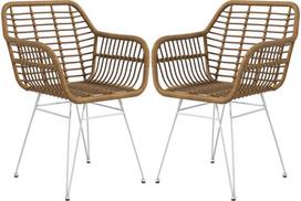 HOMCOM valgomojo kėdės 2 virtuvės kėdės su atlošu, rotango išvaizdos, valgomojo kėdė su plieninėmis kojelėmis, boho stiliaus, skirtos svetainei, valgomajam, balkonui, šviesiai rudos spalvos