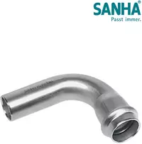 SANHA alkūnė -NIROSAN- nerūdijančio plieno d90° d54 vieno lizdo SANHA