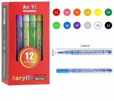 Akriliniai markeriai-flomasteriai 12 vnt.