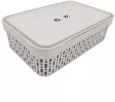 Grandininis pjūklas Plastikinė dėžė su dangčiu 40×30×13 cm BALTA