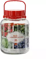 Stiklinis universalus stiklainis 2 L su plastikiniu dangteliu