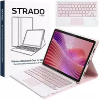 Strado „Lenovo Tab 10.1 2025“ dėklas su jutikline klaviatūra, rausvas – apsauginis su stovu