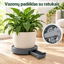 Vazono padėkliukas su ratukais 32 × 6 cm