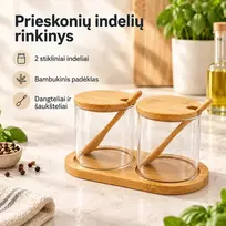2 stiklinių indelių su dangteliais rinkinys 2 × 320 ml