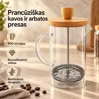 Stiklinis kavinukas su nuspaudžiamu filtru 800 ml