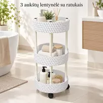 3 aukštų plastikinė lentyna su ratukais