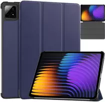 Planšetinio kompiuterio dėklas 4kom.pl Smart skirtas Xiaomi Pad 7 / Pad 7 Pro 11.2 su dangteliu / Xiaomi Pad 7 Pro, tamsiai mėlynas - apsauginis su stovu