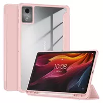 Planšetinio kompiuterio dėklas 4kom.pl su permatomu dangteliu, skirtas Lenovo Tab K11 Plus 11.45 / Lenovo K11 Plus, rožinis – apsauginis su stovu
