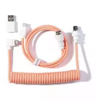 Keychron Susuktas aviatorinis kabelis 8K, oranžinis, 176 m, 1 vnt., susuktas, pintas, USB Type-C, aviatorinis