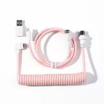 Keychron Susuktas aviatorinis kabelis 8K, Šviesiai rožinė, 176 m, 1 vnt., Susuktas, Pintas, USB Type-C, Aviator
