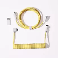 Keychron Susuktas aviatorinis kabelis 8K, geltonas, 1,76 m, 1 vnt., susuktas, pintas, USB Type-C, aviatorinis