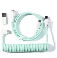 Keychron spiralinis aviator kabelis 8K, mėtų spalvos, 176 m, 1 vnt., spiralinis, pintas, USB Type-C, aviator