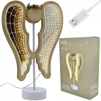 EDELMAN DEKORATYVINIS ANGELAS SPARNAI MEDINIS 106 LED INFINITY 37CM USB LUCA