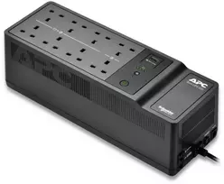 APC Back-UPS, 500VA/300W grindų/sieninis montavimas, 230V, 8x britų BS1363A lizdai, USB Type A prievadas, naudotojo keičiama baterija, rezervinis (neaktyvusis), 0,5 kVA, 300 W, laipsniškas, 180 V, 266 V