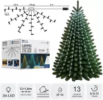 LED girlianda su žiedu, 12 × 1,8 m, 216 LED, šaltai balta