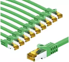 Goobay RJ45 kompiuterinės tinklo kabelis CAT 6A S/FTP (PiMF), 500 MHz, su neapdorotu CAT 7 kabeliu, 1 m, žalias, rinkinys 10 - Kabelio ilgis 1 m