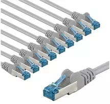 Goobay CAT 6A krosinis kabelis, S/FTP (PiMF), 2 m, pilkas, rinkinys 10 - Kabelio ilgis 2 m