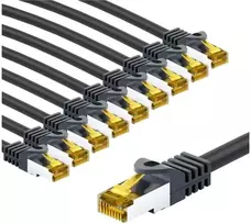 Goobay RJ45 kabelis krosinis CAT 6A S/FTP (PiMF), 500 MHz, su CAT 7 kabeliu neapdorotu, 1 m, juoda, rinkinys 10 - Kabelio ilgis 1 m