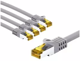 Goobay RJ45 kryžminis kabelis CAT 6A S/FTP (PiMF), 500 MHz, su neapdorotu CAT 7 kabeliu, 1 m, pilka, rinkinys 5 - Kabelio ilgis 1 m