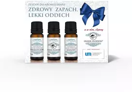 Optima Natura Sveikas kvapas lengvas kvėpavimas eterinių aliejų rinkinys aromaterapijai Oranžinė + Złodziei + Pušų 3x10ml