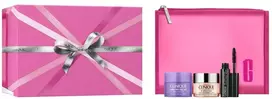 Clinique Eye Favorites rinkinys: akių kremas 15 ml + valomasis balzamas 15 ml + blakstienų tušas 3,5 ml + kosmetikos krepšelis