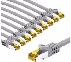 Goobay RJ45 kabelis krosowy CAT 6A S/FTP (PiMF), 500 MHz, su CAT 7 kable surowym, 1 m, pilka, komplektas 10 - Kabelio ilgis 1 m